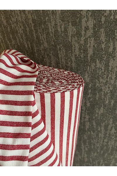 KAMİZ Striped Linen Fabric - Red Washed Striped Linen 100x230 cm