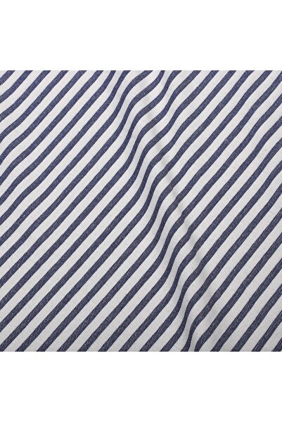 KAMİZ Lacivert Çizgili Keten Kumaş- Yıkanmış Keten Kumaş 100x230cm