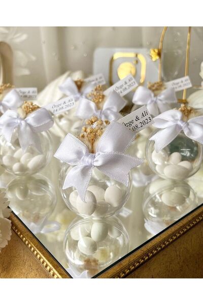MAMORİ 20 adet Badem Şekerli Nikah Nişan Söz Kına Hediyelik Etiketli