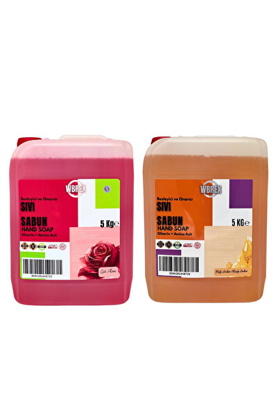 WBREX Gliserinli Besleyici Onarıcı Sıvı Sabun Gül 5 lt ve Misk Amber 5lt Ekon...