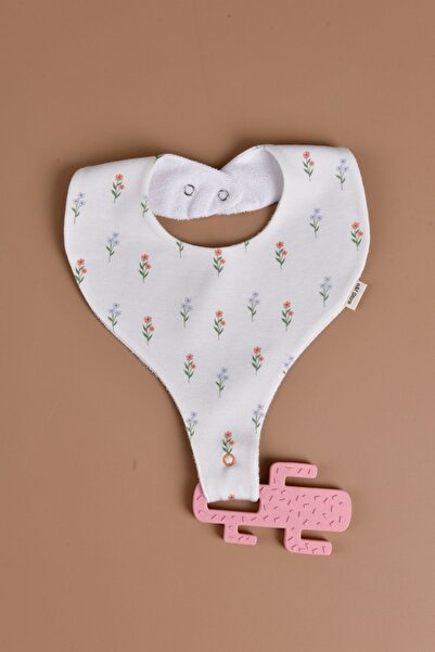 e&f Store Sıvı Geçirmez Emzik Tutucu Mama Önlüğü - Çiçekler