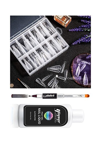 YAYOGE Poly Jel Stiletto Tips Form Set -100 Adet Stiletto Form Kalıp Likit Fı...