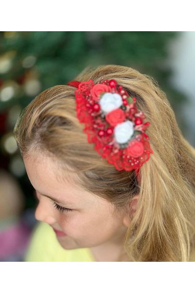 Queen Nelly Red Tulle Guipure Lace Rose Floral Maternity Women's Children's Special Day Crown