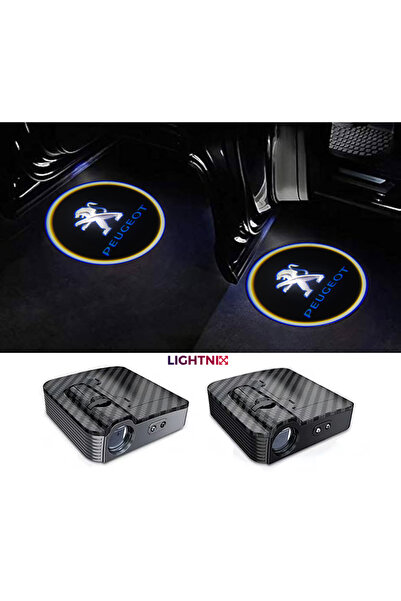 LIGHTNIX Peugeot Araçlar İçin Pilli Yapıştırmalı Fotoselli Kapı Altı LED Logo...