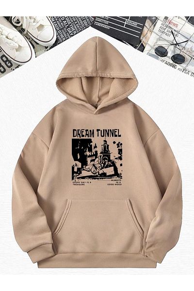 BENROMA Μπεζ Dream Tunnel - Φούτερ με κουκούλα Oversize