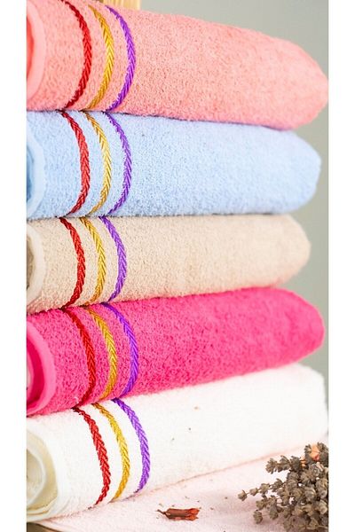 MaLana Havlu SET OF 4 MIXED COLOR 50 X 90 STRIPED HAND AND FACE TOWELS