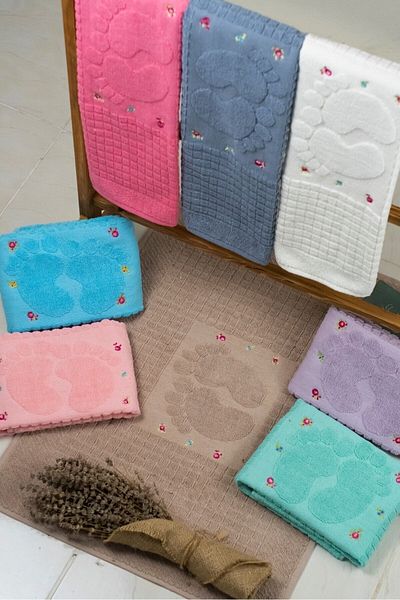 MaLana Havlu PRINTED FOOT TOWEL 4 PIECES MIXED COLOR 50 x 70 SIZE