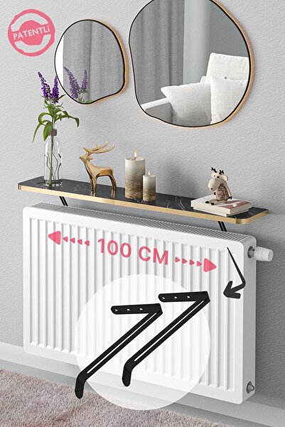 lefty Petek Üstü Uçan Raf Dresuar Kalorifer Peteği Rafı 100 X 18 Cm Gold Bend...