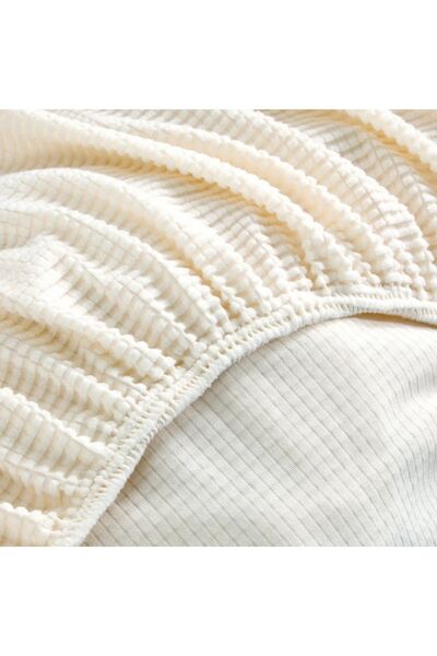 uzhanem 1adet Likrali Sandalye Kılıfı, Sandalye Örtüsü Açik Krem Renk