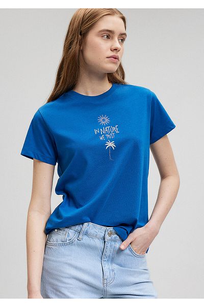 Mavi Tricou albastru cu imprimeu de plajă Slim Fit / Slim Fit1612400-70894