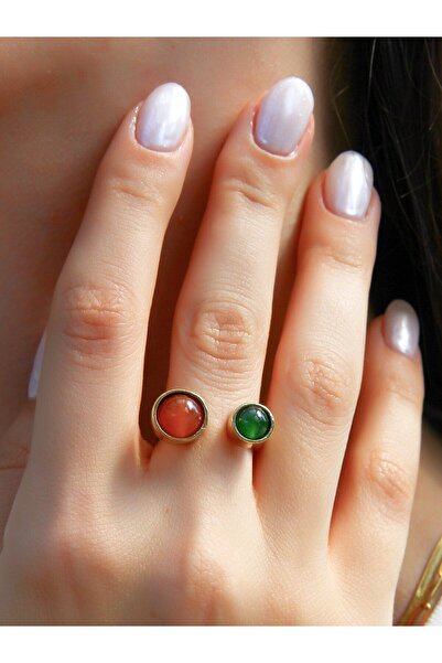 esha خاتم نسائي من الحجر الطبيعي الأخضر قابل للتعديل - العقيق والبركة euy15ya