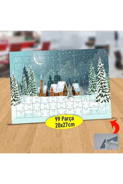 Genel Markalar Karlı Arazide Tahta Evler 99 Parça Puzzle Yapboz Tablo-262-16835