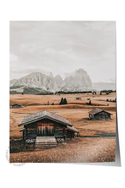 Postifull Poster rustic fără rame, pictură nordică maro, NR:123 Fotografie cu...