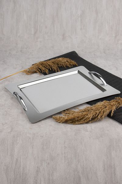 Nehir Std Clove Satin - 18/10 Stainless Steel, Tea Coffee Serving Tray, Classic