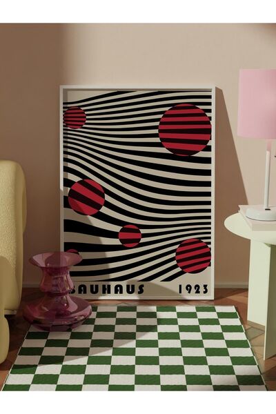 Postifull Bauhaus Tablo Seti, 3 Adet Beyaz Çerçeve ve Poster - Yatak Odası, Mutfak, Salon Duvar Dekorasyon