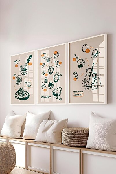 Postifull Minimalist Tablo Seti, 3 Adet Beyaz Çerçeve ve Poster - Yatak Odası...