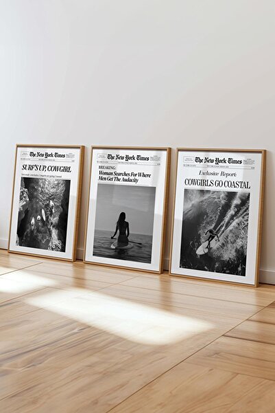 Postifull Minimalist Tablo Seti, 3 Adet Ahşap Çerçeve ve Poster - Yatak Odası, Salon, Mutfak Duvar Dekoru