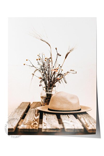 Postifull Rustic Çerçevesiz Poster, İskandinav Kahverengi Tablo, NO:120 Kurut...