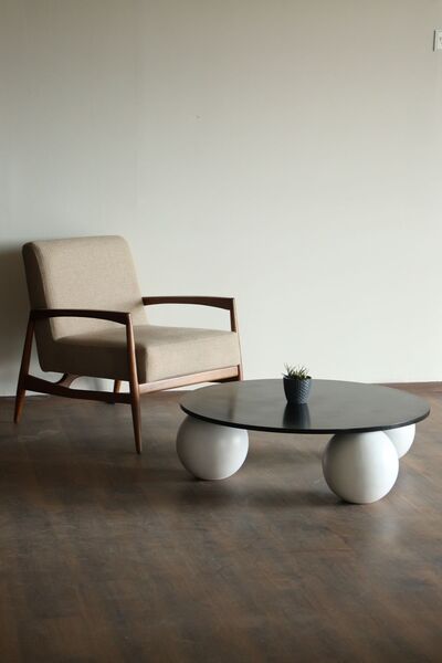 Velura Home & Living Modern Orta Sehpa & Küre-top Sehpa & Yuvarlak Ahşap Sehp...