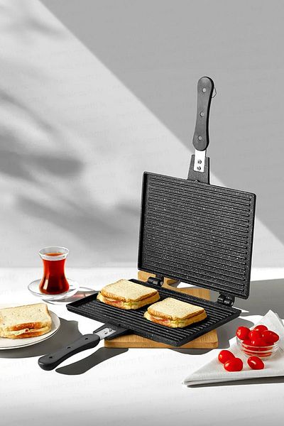 Nehir Aluminum Cast Luxury Granite Coating Toast Pan - Fireproof Non-Stick - 24.5 x 19 cm