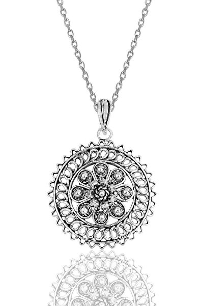 Söğütlü Silver Gümüş Oksitli Telkari Işlemeli Kolye