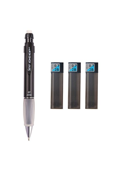 Serve Deep Mechanical Tip 0.7 mm Mr. Black Pen + Tombow 0.7 mm 2b Tip 3 Pieces