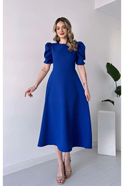 GDS BUTİK Balon Kol Eteği Volanlı Elbise