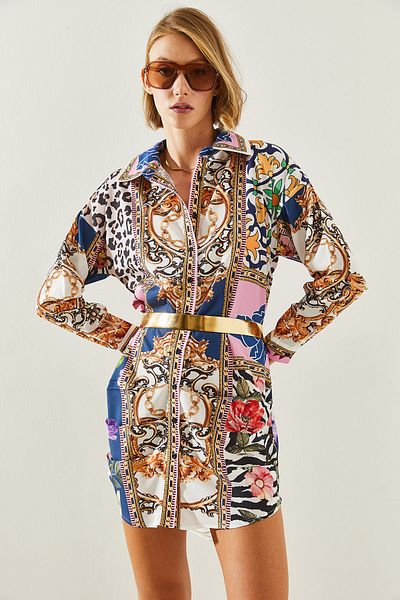 Bianco Lucci Chain Patterned Women's Shirt Dress - 2252 60251718