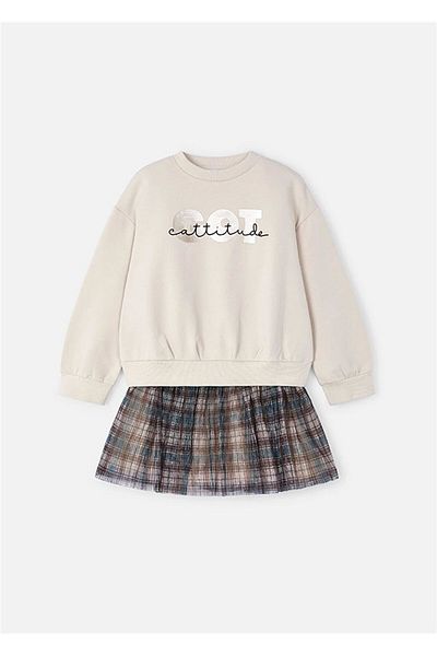 MAYORAL Beige Girl's Sweat Tulle Skirt Set - 4937