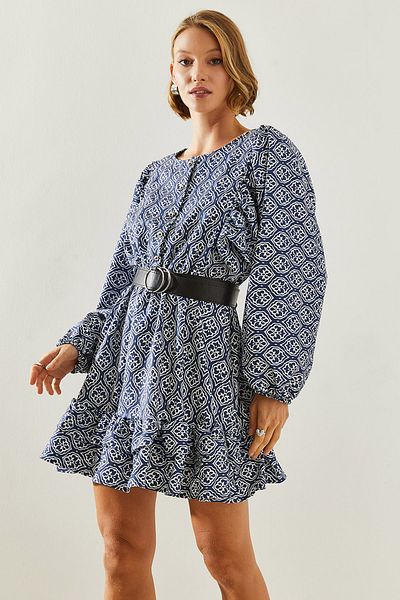 Bianco Lucci Damen-Minikleid mit Fledermausärmeln und Rüschen, elastischer Taille – 21580 60251730
