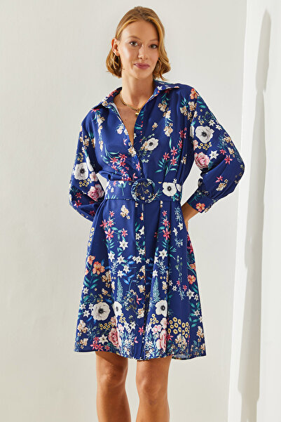 Bianco Lucci Kadın Çiçek Desenli Gömlek Elbise 21348 60251724