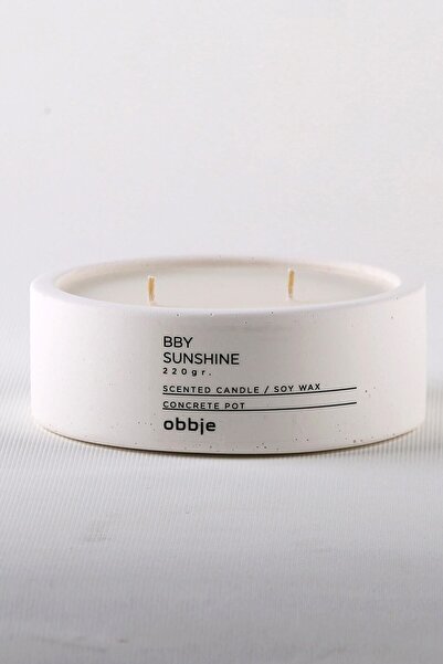 OBBJE Odunsu Kokulu Mum, Dekoratif Beton Mum, Yatay Form Çift Fitil