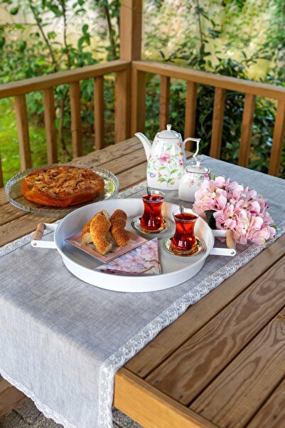 kitchen trend 3 Piece 45red, 37green, 30white Metal Tray with Wooden Handles Tea Tray Presentation Tray Set
