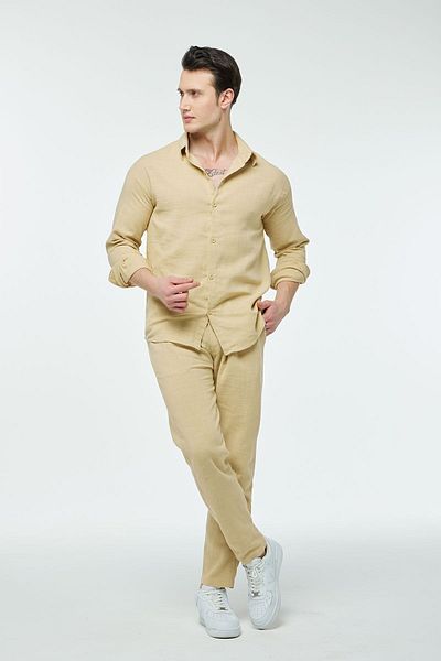 Quagga Men's Summer Cotton Linen Set - Stylish and Comfortable Shirt and Pants Set