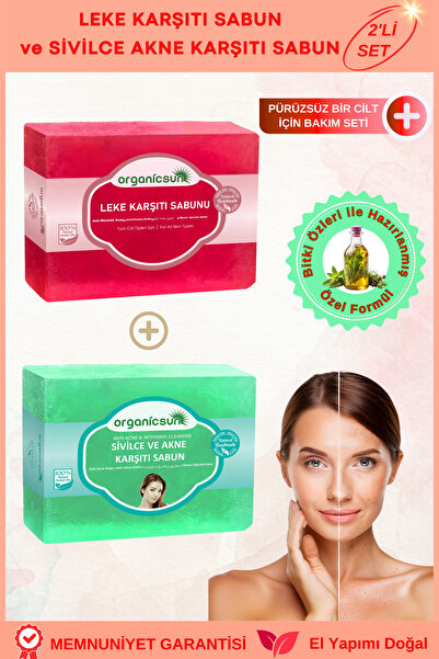 Organicsun 2'li Set Doğal Leke Karşıtı Sabun ve Sivilce ve Akne Karşıtı Sabun...