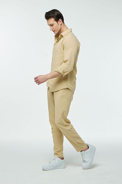 Quagga Men's Summer Cotton Linen Set - Stylish and Comfortable Shirt and Pants Set