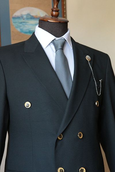 Querinca Double Breasted Navy Blue Suit