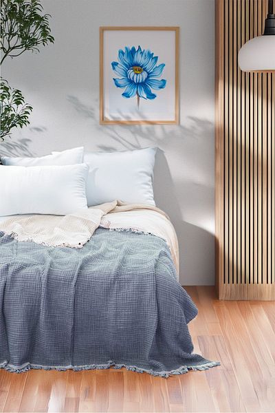 luxtex Cuvertură de pat din muselină 4 straturi, husă de canapea, pătură, pătură TV o singură 160 x 240 cm