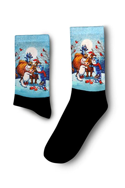 JENES Unisex New Year's Christmas Stocking - Animal Celebrating Design