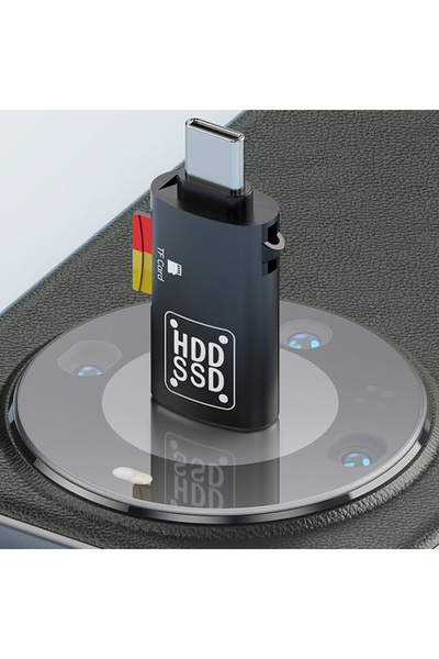 Ally Type-c to USB + TF Kart Çevirici Otg Adaptör SİYAH