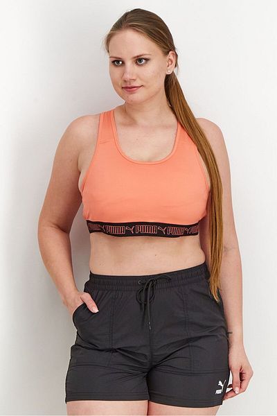 Puma Women Impact Elastic Padded Sports Bra, Orange/Black