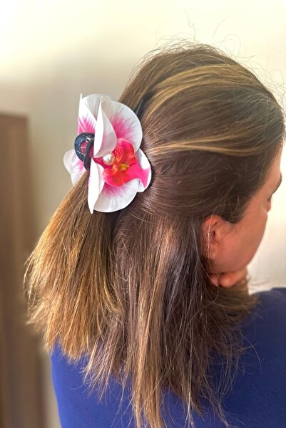 alsaccessories Cataramă cu model alb roz cu perle cu detaliu orhidee - acceso...