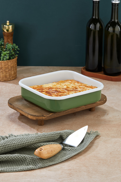 Miningaa 22 x 22 Cm Özel Tasarım Emaye Fırın Tepsisi  Yanmaz İz Bırakmaz Kare...