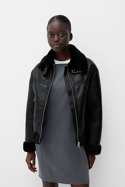 Bershka Double-Faced Faux Fur Jacket