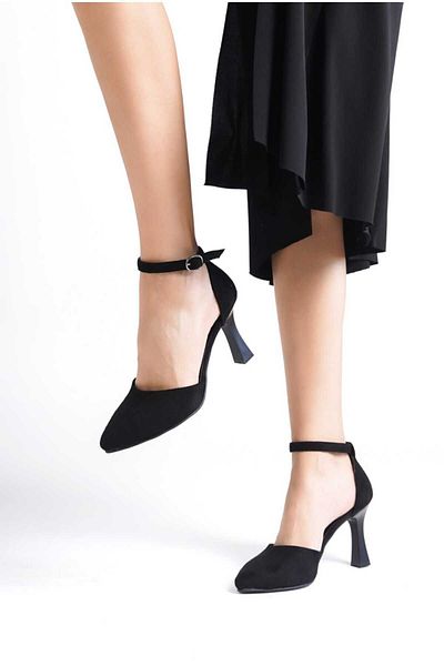 JVC Women's Black Suede High Heel Stiletto Shoes