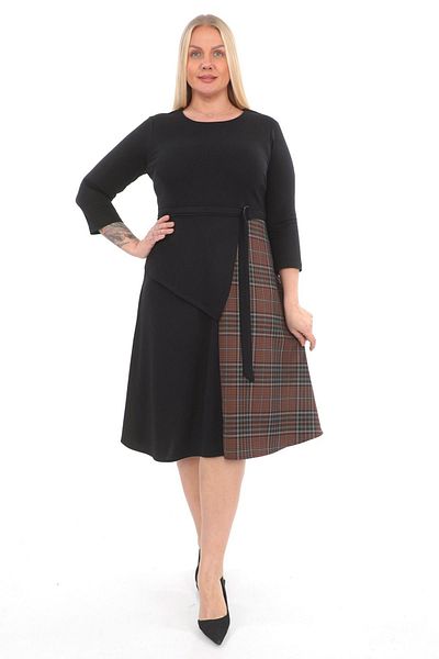 Element's Women's Black Two-Color and Belt Detailed Dress