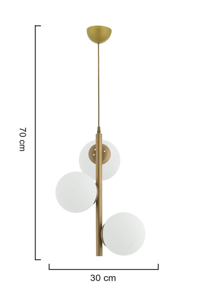 ŞL Şef Light Salkım 3'lü Eskitme Beyaz Glop Camlı Modern Avize