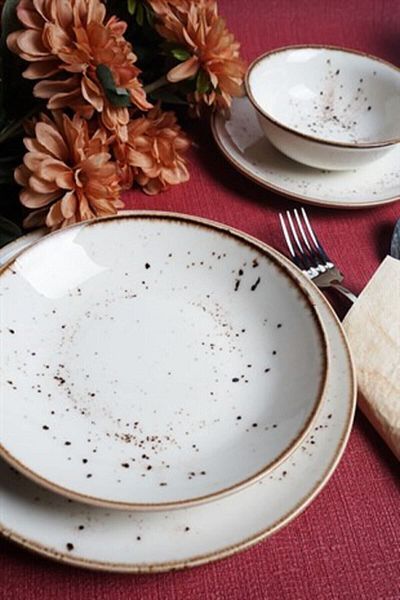 Tulü Porselen 46 Set de farfurii crem pentru 6 persoane