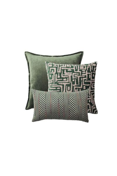 Fineroom Living "Eliza & Sense" - وسادة زخرفية - مجموعة مكونة من 3 قطع (تتضمن وسادة داخلية) (أخضر)