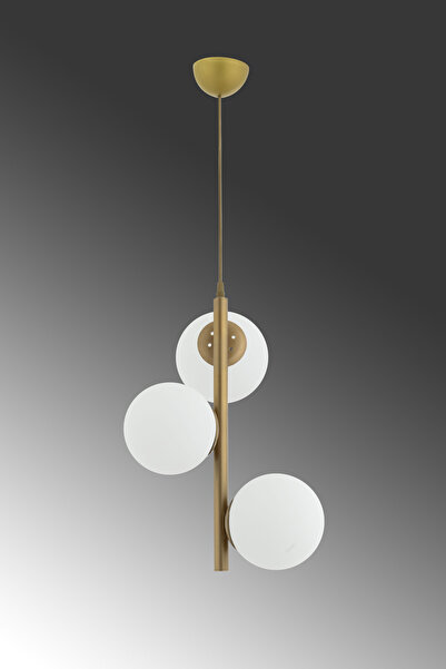 ŞL Şef Light Salkım 3'lü Eskitme Beyaz Glop Camlı Modern Avize